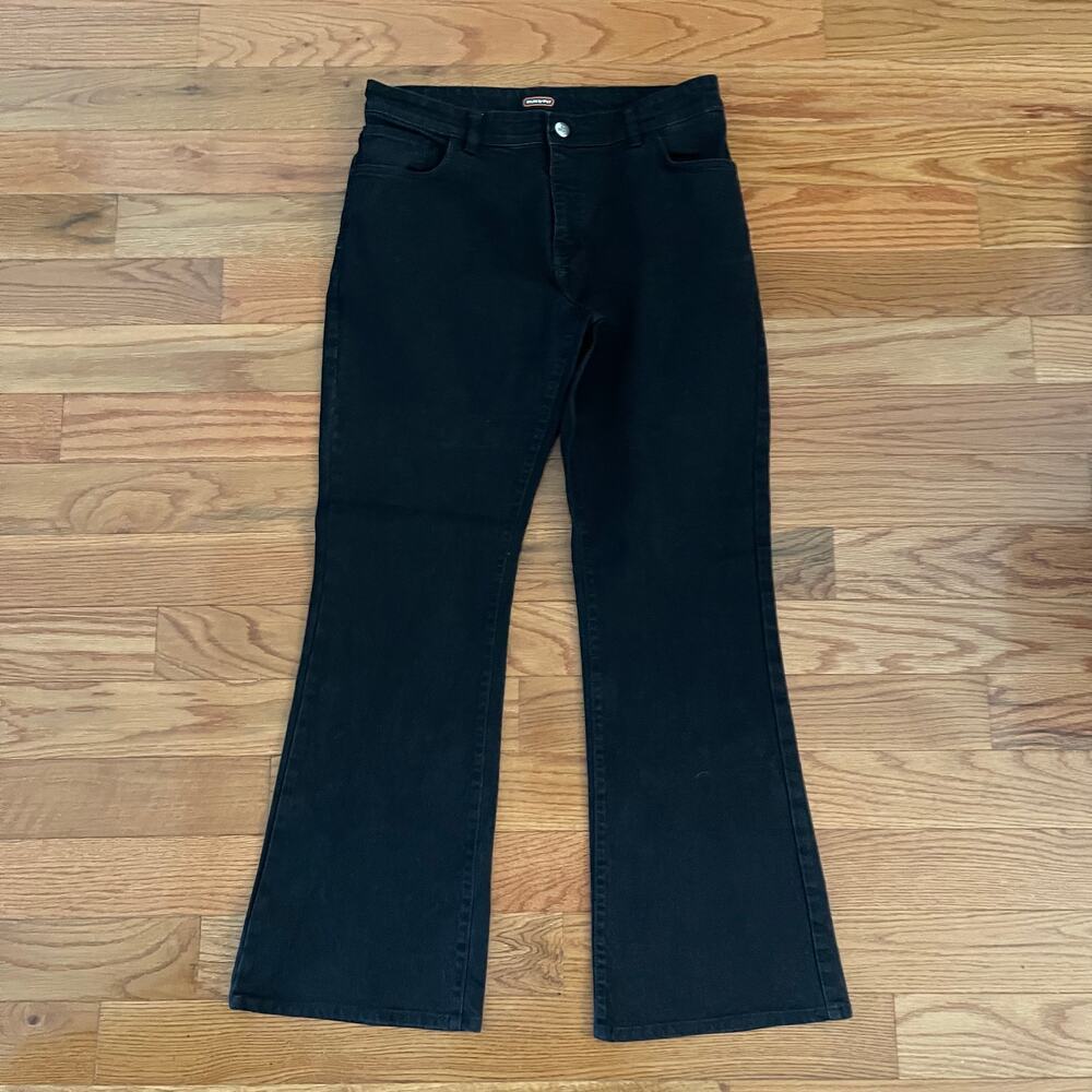 Run & Fly Mens 40L Black Denim Slim Bootcut Flare Jeans Retro Mod